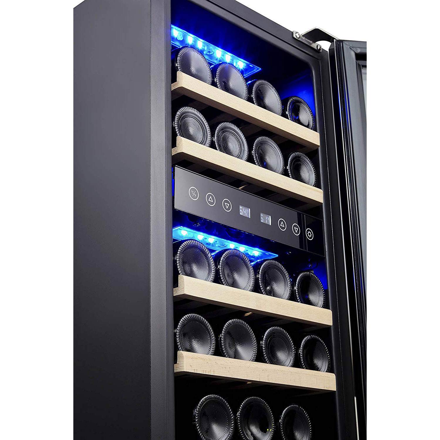 NewAir AWR-290DB 29 Bottle Built In Compressor Adjustable Wine Cooler, Black