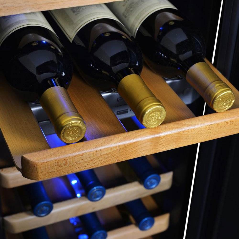 NewAir AW-211ED Dual Zone Stainless Steel 21 Bottle Vertical Wine Cooler, Silver