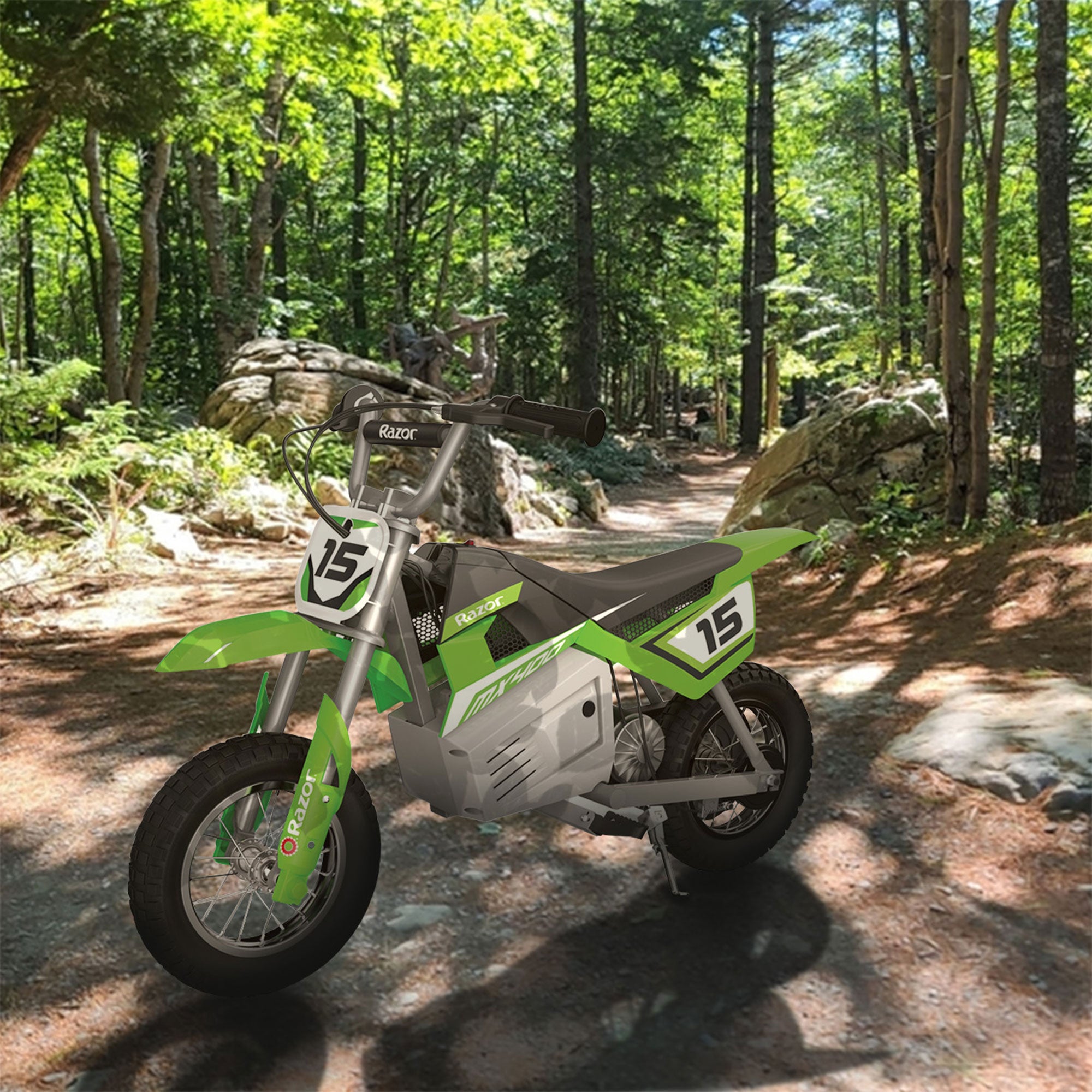 Razor MX400 Dirt Rocket Electric Motocross Motorcycle Bikes, 1 White & 1 Green - VMInnovations