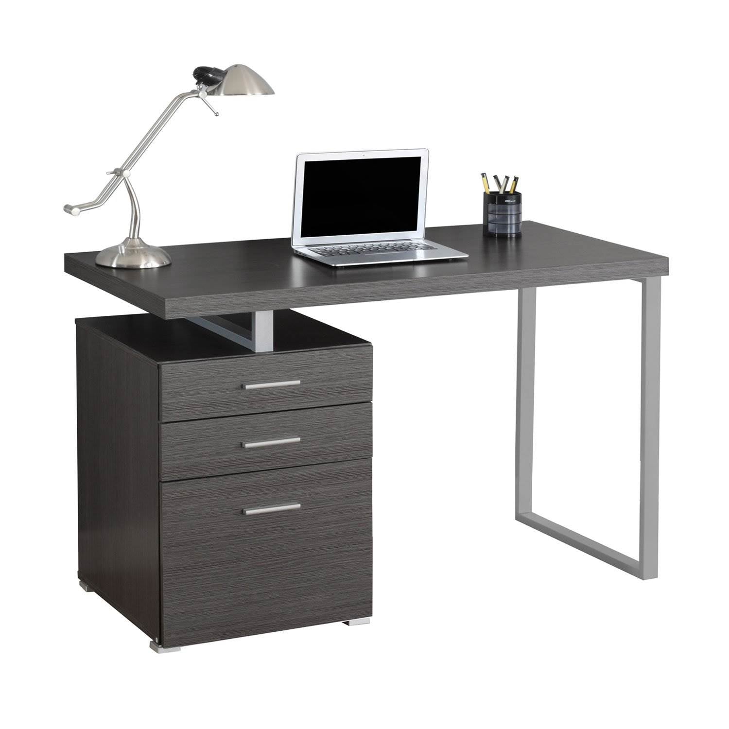 Monarch Specialties Left/Right Contemporary Office Computer Desk, Gray (2 Pack)