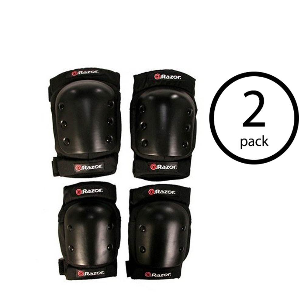 Razor Deluxe Youth Multi-Sport Elbow & Knee Pad Safety Pro Set, Black (2 Pack)