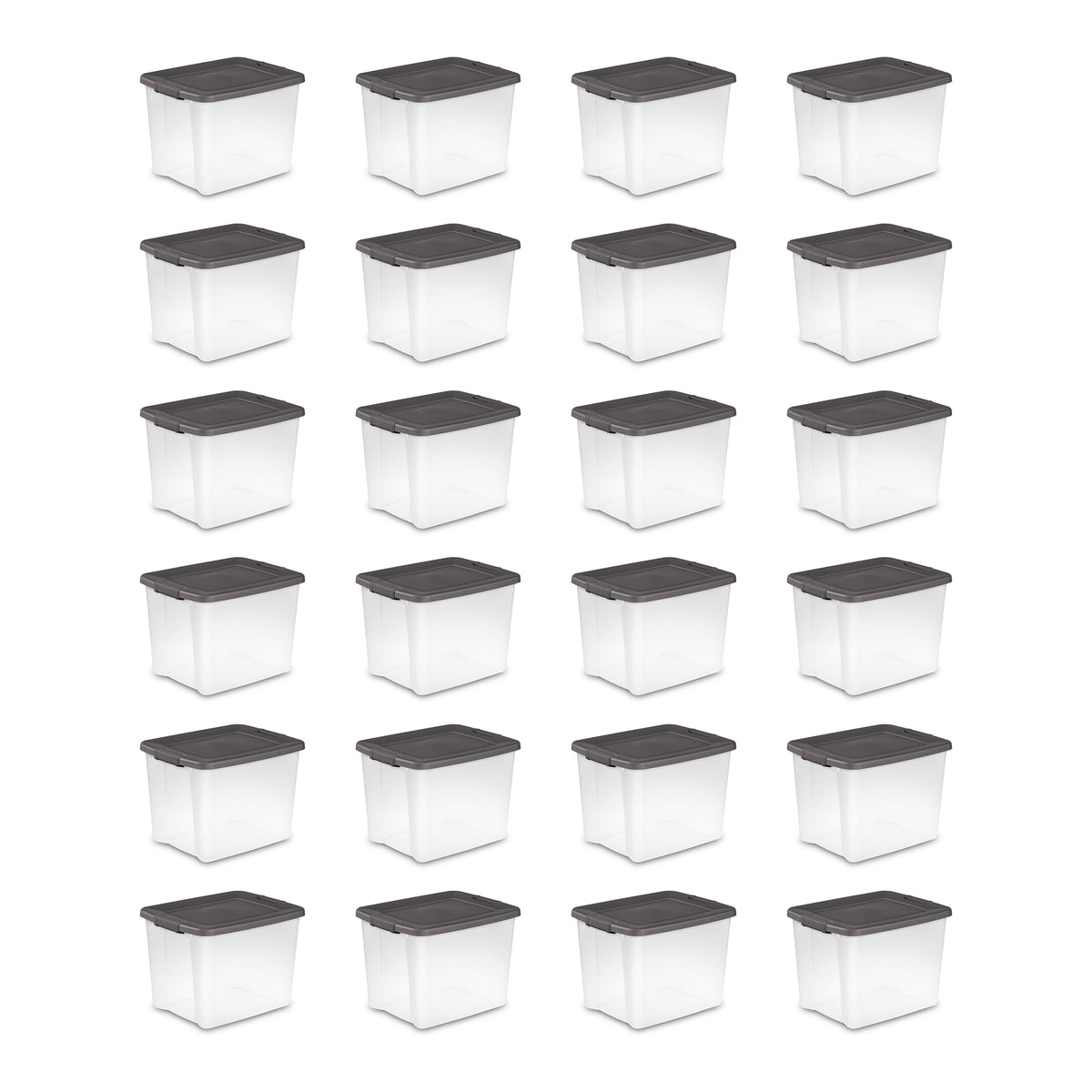 Sterilite ShelfTotes 50 Quart Clear Latched Plastic Storage Container, 24 Pack