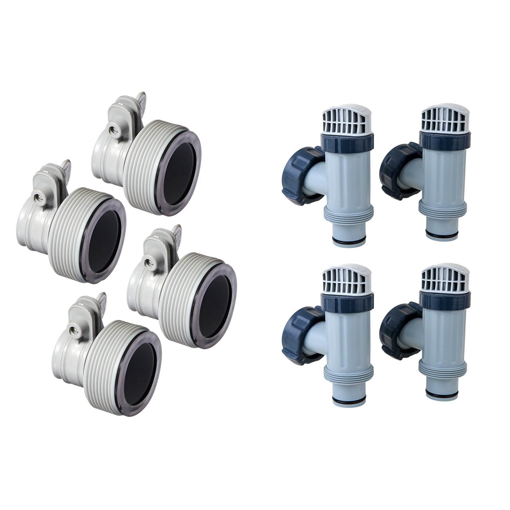 Intex Hose Adapter B w/ Collar (2 Pack), Above Ground Plunger Valves (2 Pack)