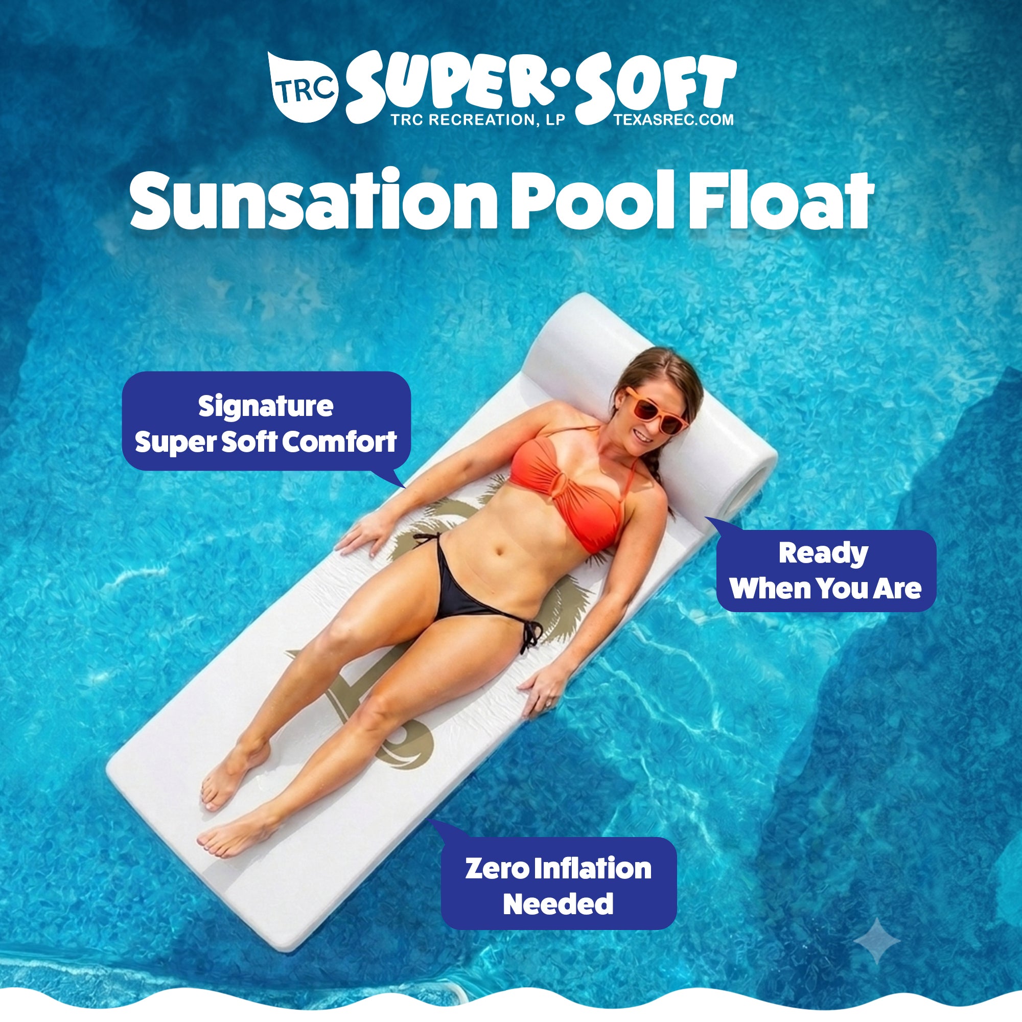 Recreation Sunsation 70" Foam Lounger Pool Float, Bronze Palm White (2 Pack)