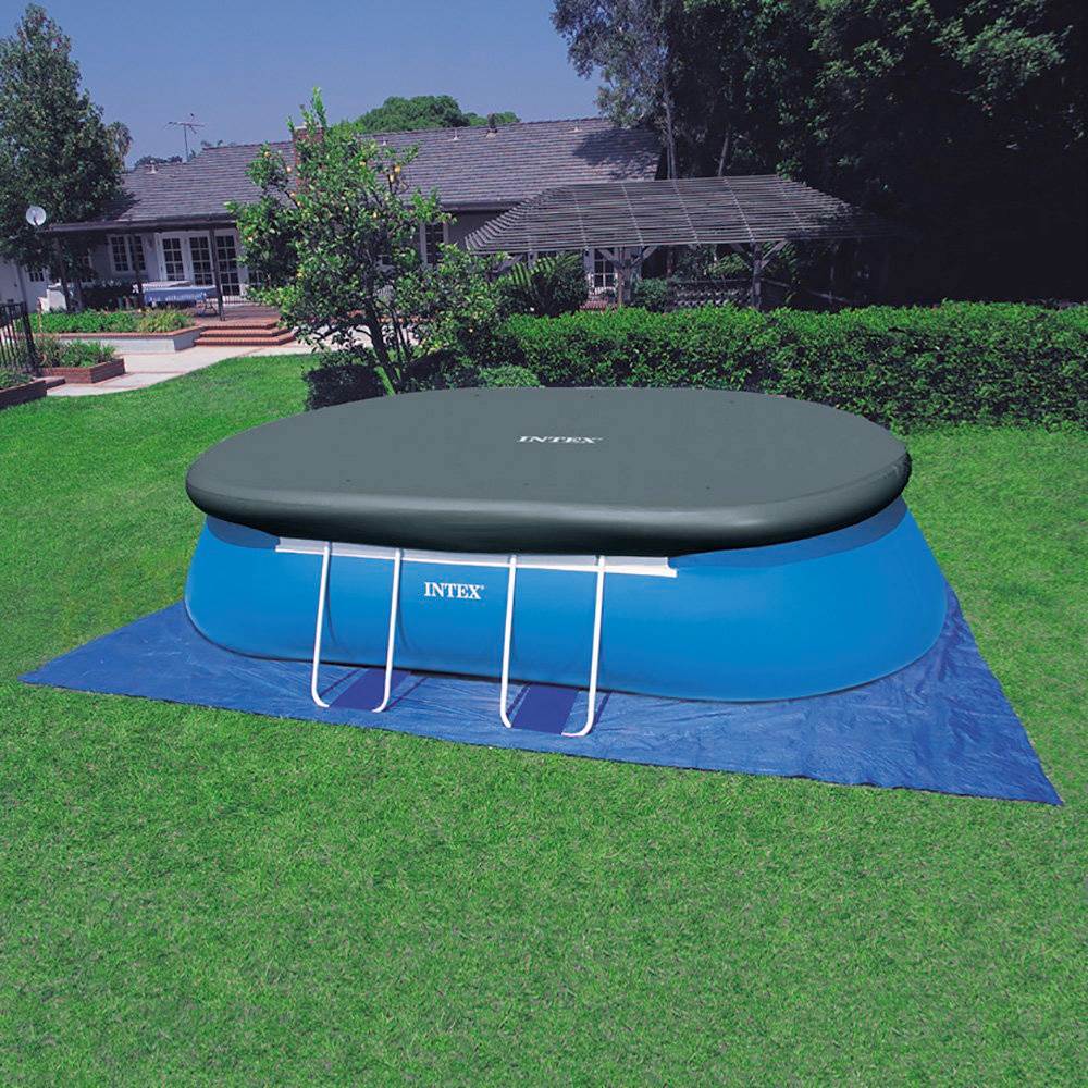 Intex 18' x 10' x 42" Oval Frame Swimming Pool Set w/ Pump & Ladder (2 Pack)