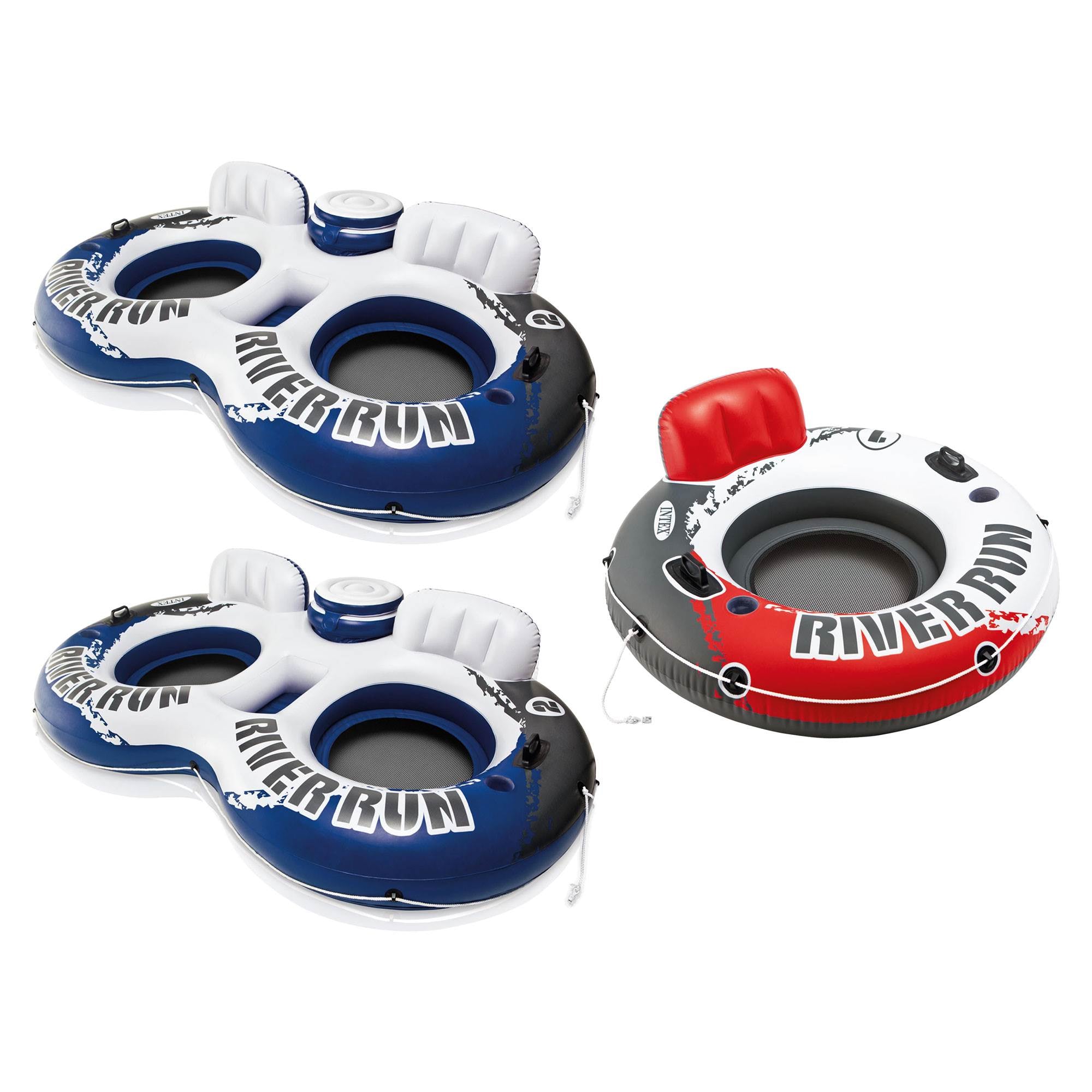Intex River Run 2 Inflatable 2 Person River Float (2 Pack) + River Run 1 Tube