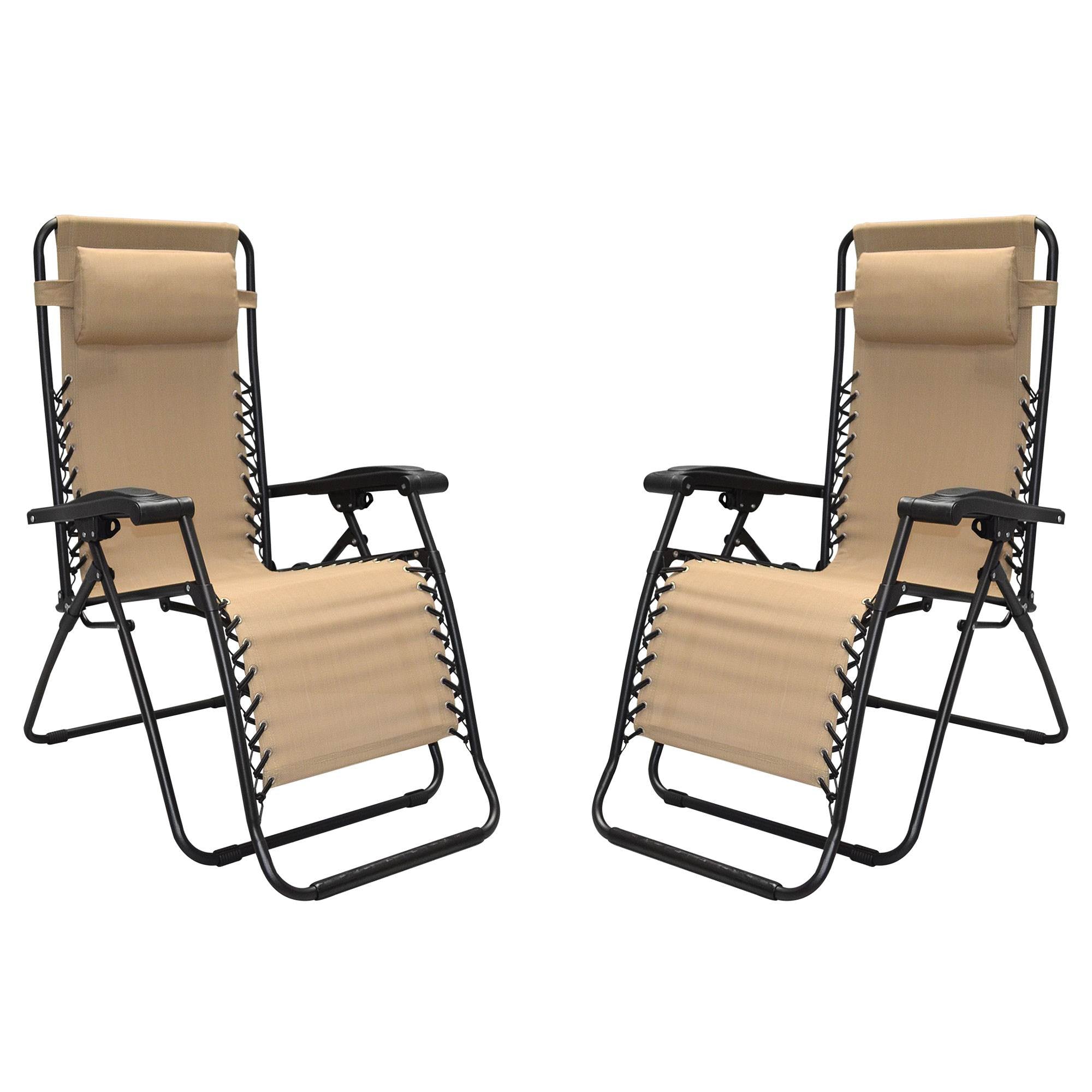 Caravan Canopy Infinity Zero Gravity Steel Frame Patio Chair, Beige (4 Pack)