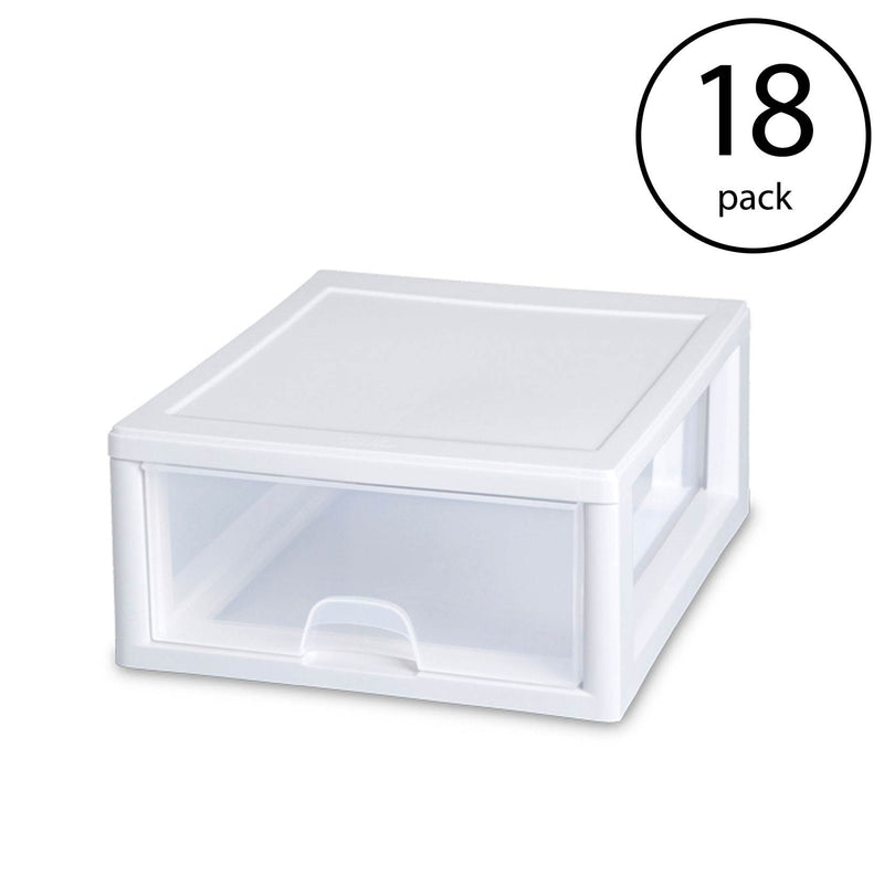 Sterilite 16 Qt Single Box Modular Stacking Storage Drawer Container (18 Pack)
