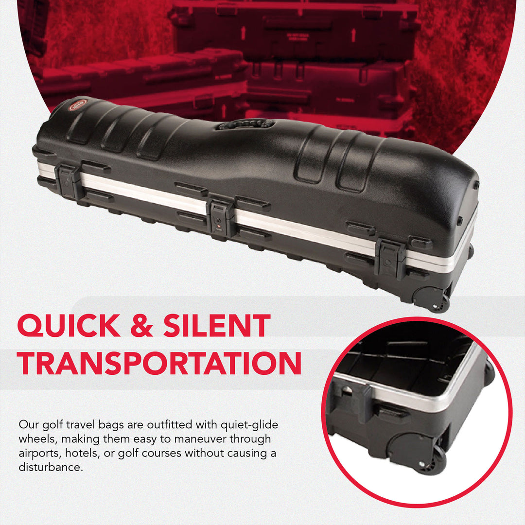 SKB Cases ATA Deluxe Hard Plastic Storage Wheeled Golf Bag Travel Case (2 Pack) - VMInnovations