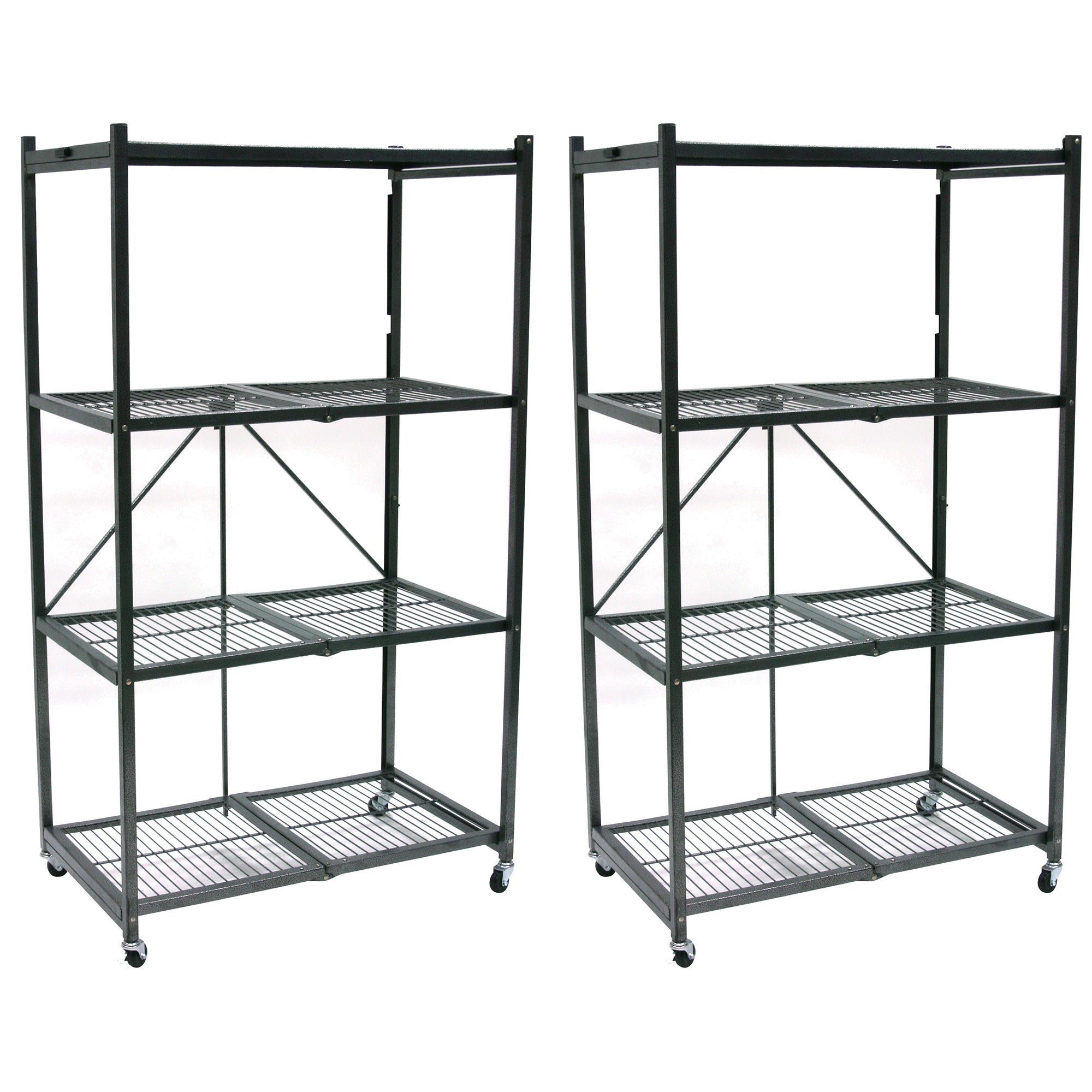 Origami 4 Tier Multipurpose Folding Storage Organizing Rack with Wheels (2 Pack) - VMInnovations