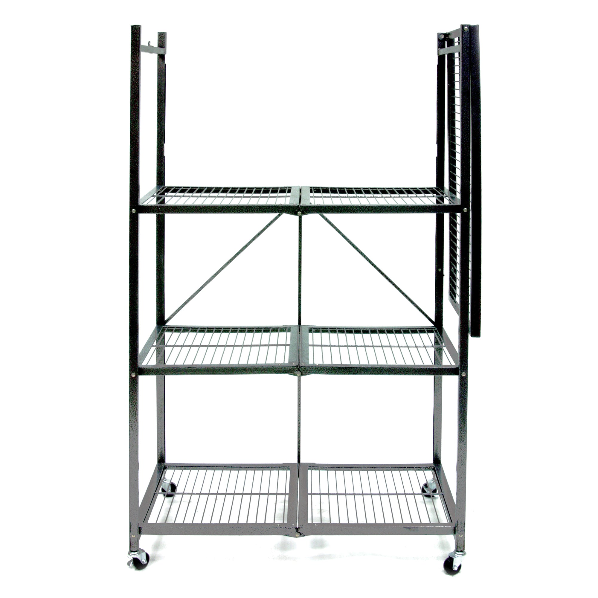 Origami 4 Tier Multipurpose Folding Storage Organizing Rack with Wheels (2 Pack) - VMInnovations