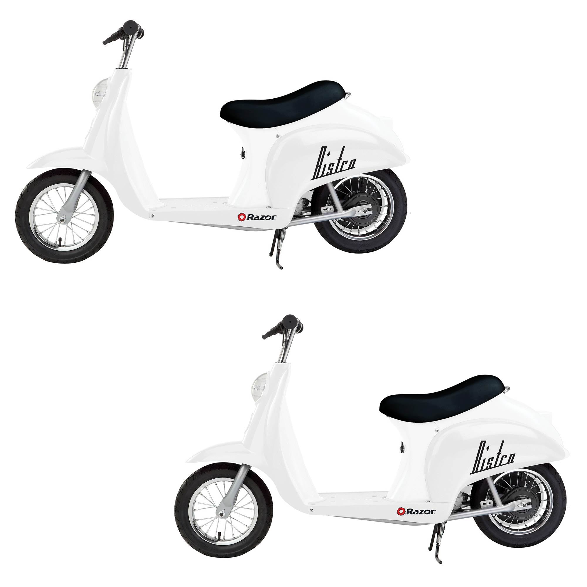 Razor Pocket Mod Miniature Euro 24 Volt Electric Retro Scooter, White (2 Pack)