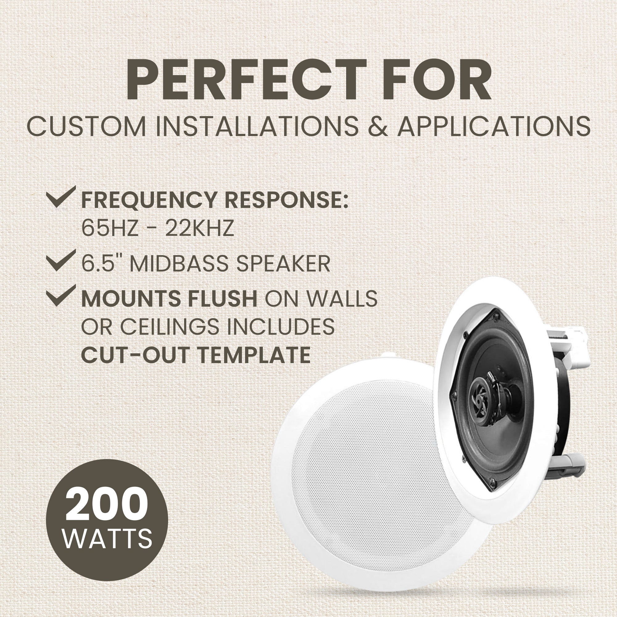PYLE PRO 6.5'' 200W 2-Way In-Ceiling/Wall Speaker System White (2 Pack) (Used) - VMInnovations