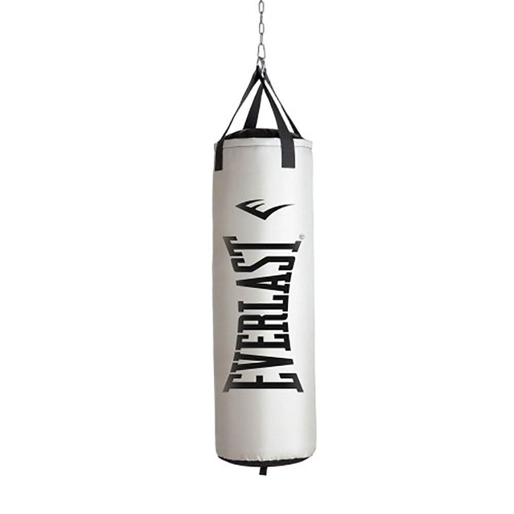 Everlast Dual Heavy Bag Stand, 70 Pound Heavy Bag, and Pro Style Gloves, White