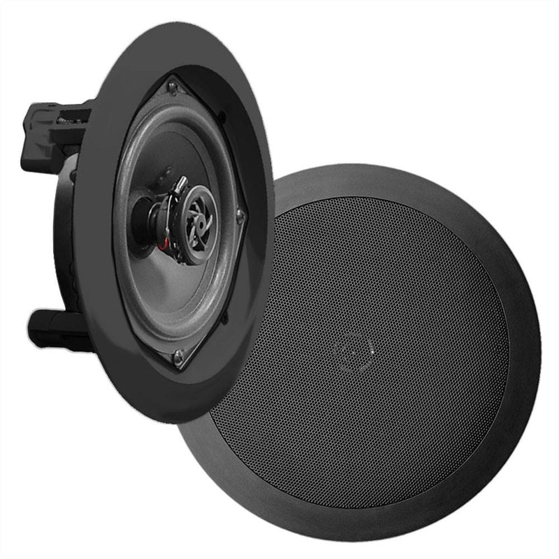 Pyle PDIC81RDBK 250W 8 Inch Flush In-Wall In-Ceiling Black Speakers (6 Pairs)