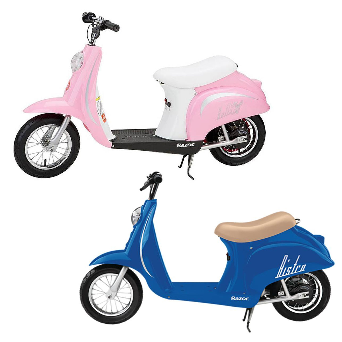 Razor Pocket Mod Mini Euro 24V 250W Electric Motor Scooter (2-Pack), Blue & Pink
