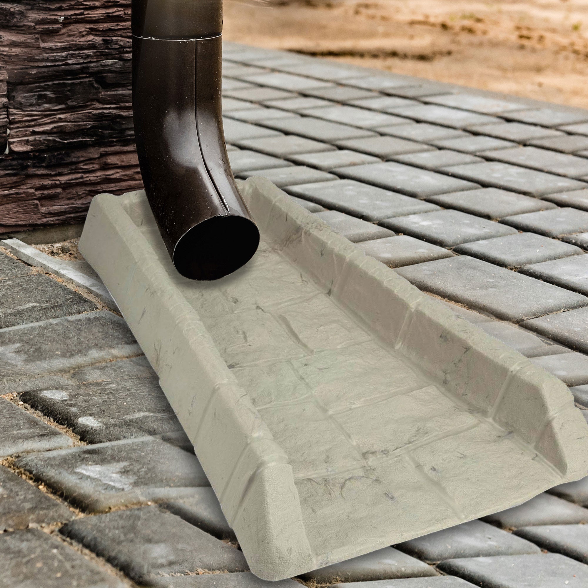 Suncast SB24 Decorative Rain Gutter Downspout Splash Block, Tan (2 Pack) - VMInnovations