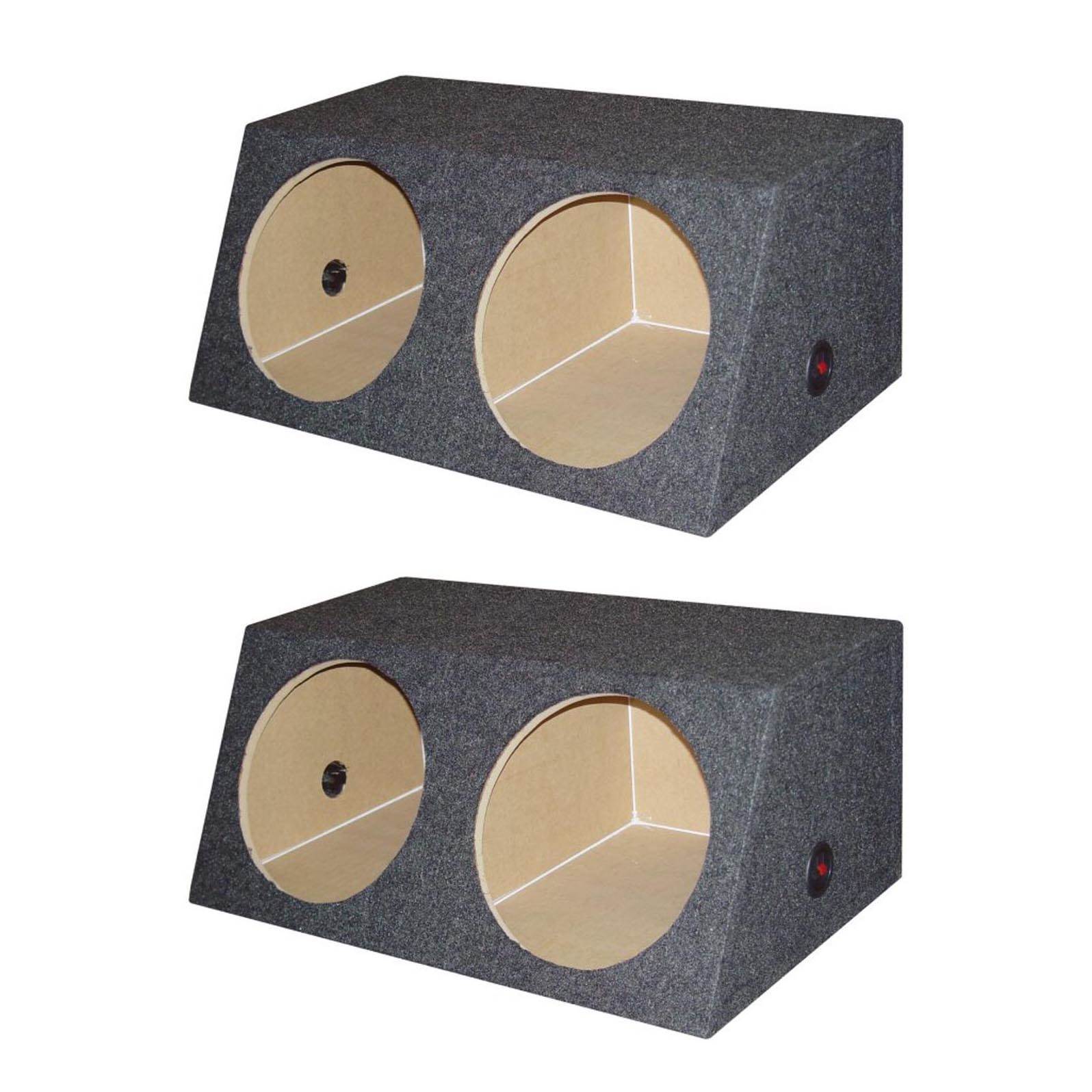 QPower QSMBASS12 Dual 12" Sealed Angled Subwoofer Box Speaker Enclosure (2 Pack)