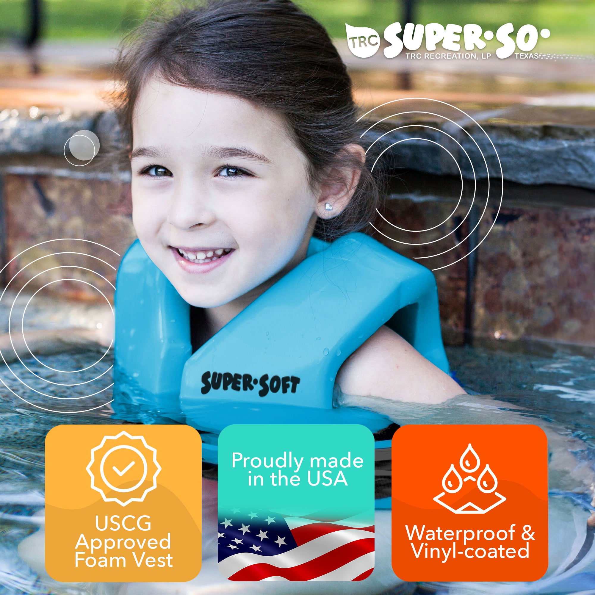 TRC Recreation Super Soft Child Life Jacket Vest, X Small, Marina Blue(Open Box) - VMInnovations