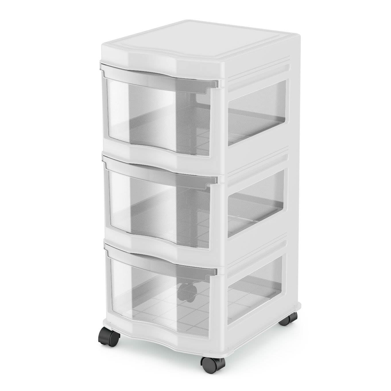 Life Story Classic 3 Shelf Storage Container Organizer Drawers, White (12 Pack)
