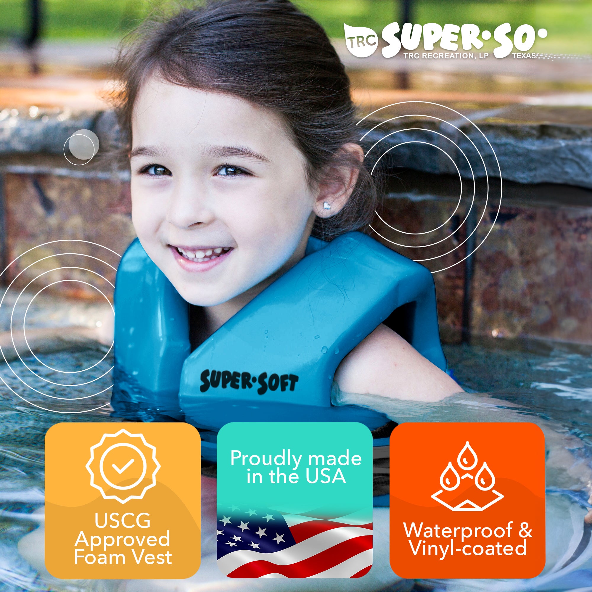 TRC Recreation Super Soft Child Life Jacket Swim Vest, Small, Marina Blue (Used) - VMInnovations