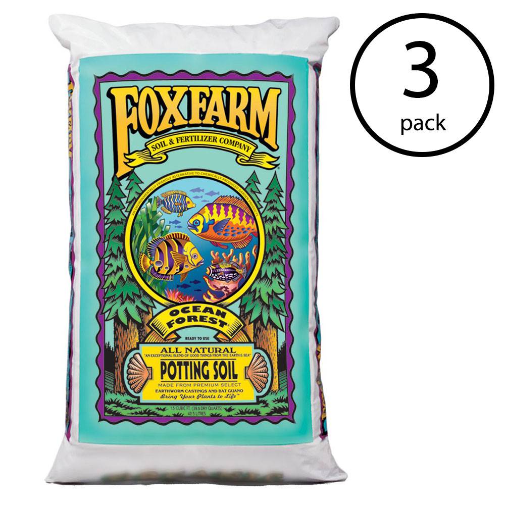 FoxFarm Ocean Forest 6.3-6.8 pH Plant Garden Potting Soil Mix (3 Pack)