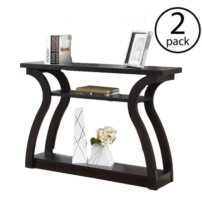 Monarch Specialties 47" Long Decor Cappuccino Hall Console Accent Table (2 Pack)