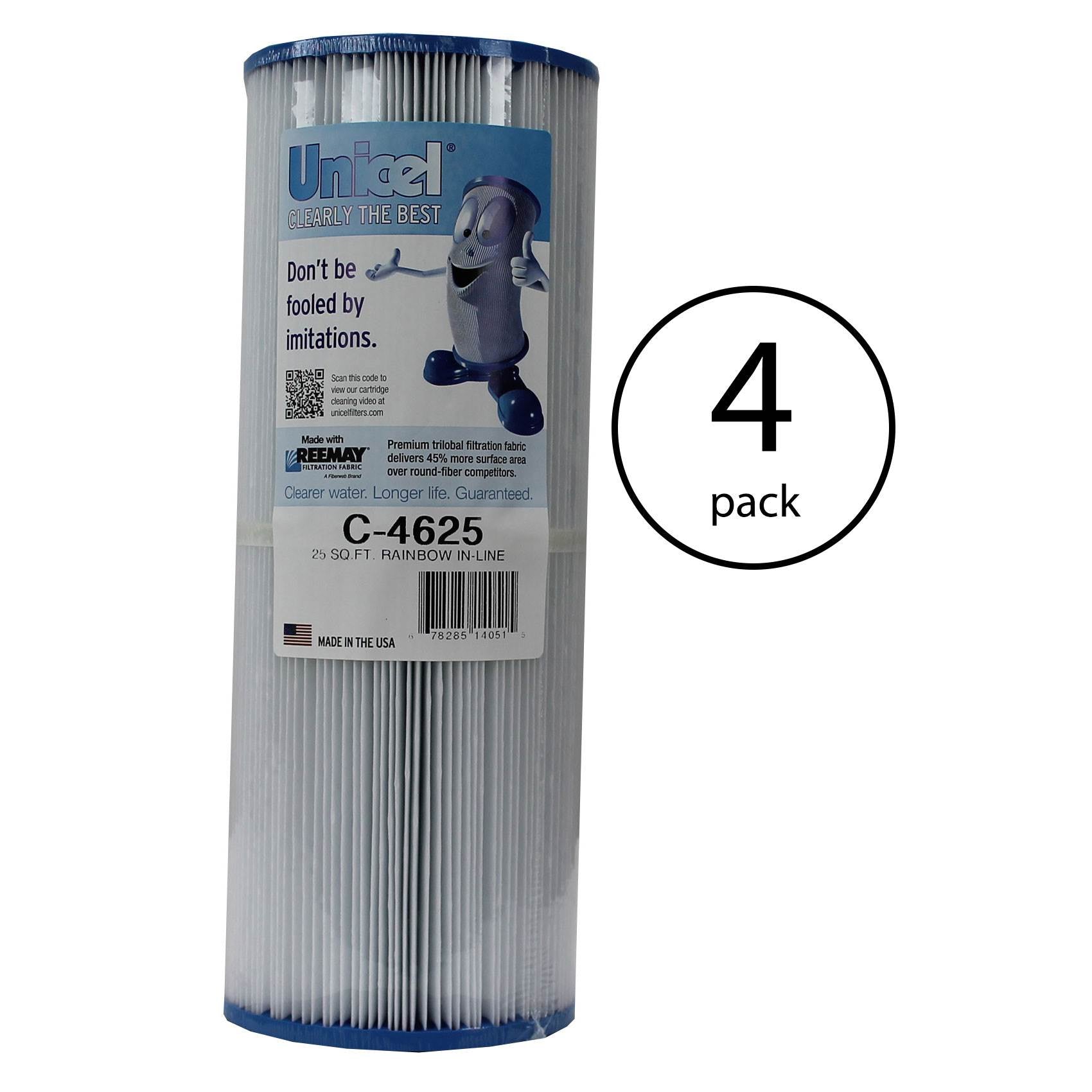 Unicel C-4625 Rainbow Pentair In-Line Replacement Spa Filter Cartridge (4 Pack)