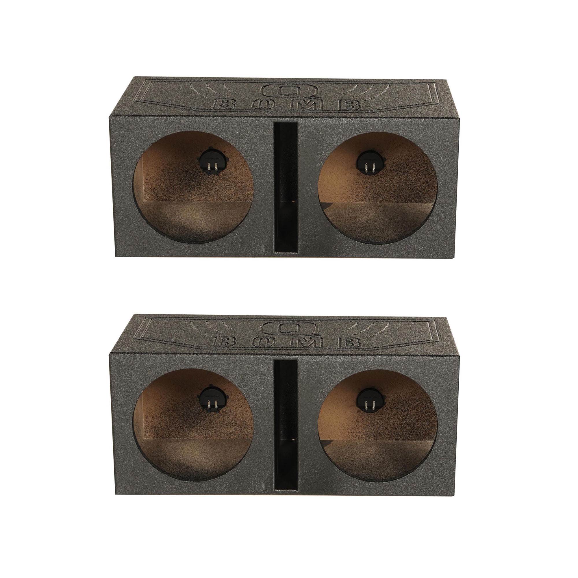 Q Power Dual 10 Inch Vented Port Subwoofer Sub Box w/ Bedliner Spray (2 Pack) - VMInnovations