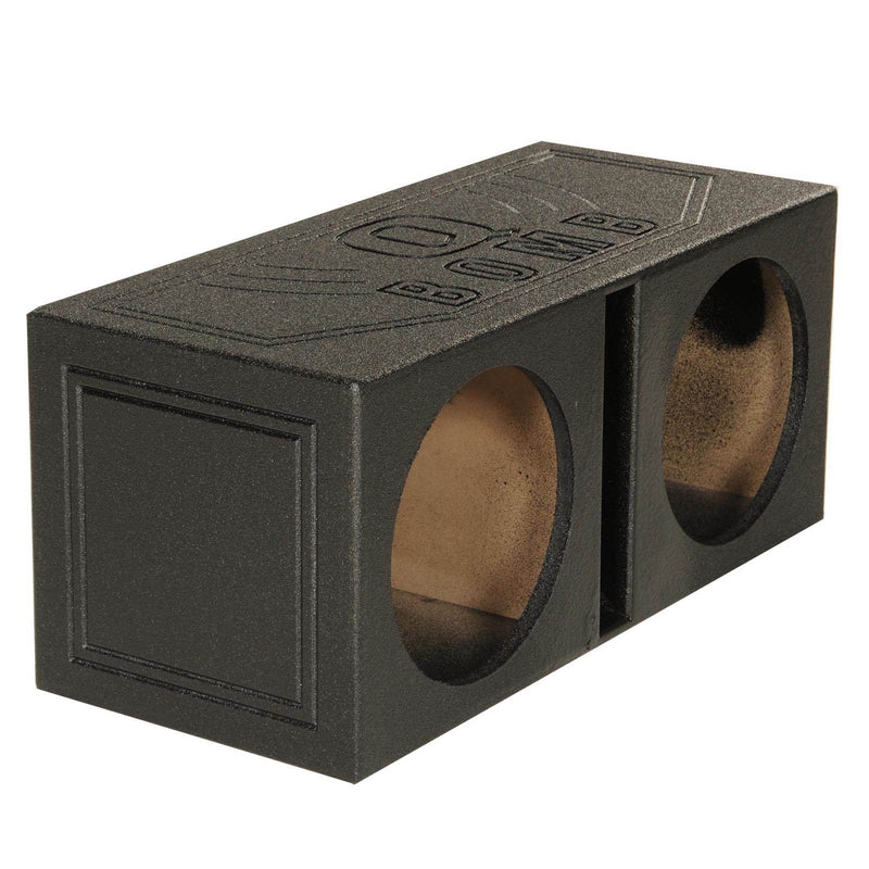 Q Power Dual 10 Inch Vented Port Subwoofer Sub Box w/ Bedliner Spray (2 Pack)