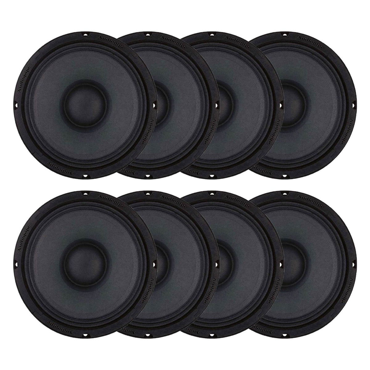 Audiopipe APMB-8B 500W 8" Low/Mid Frequency Mid-bass Car Audio Speaker (8 Pack)