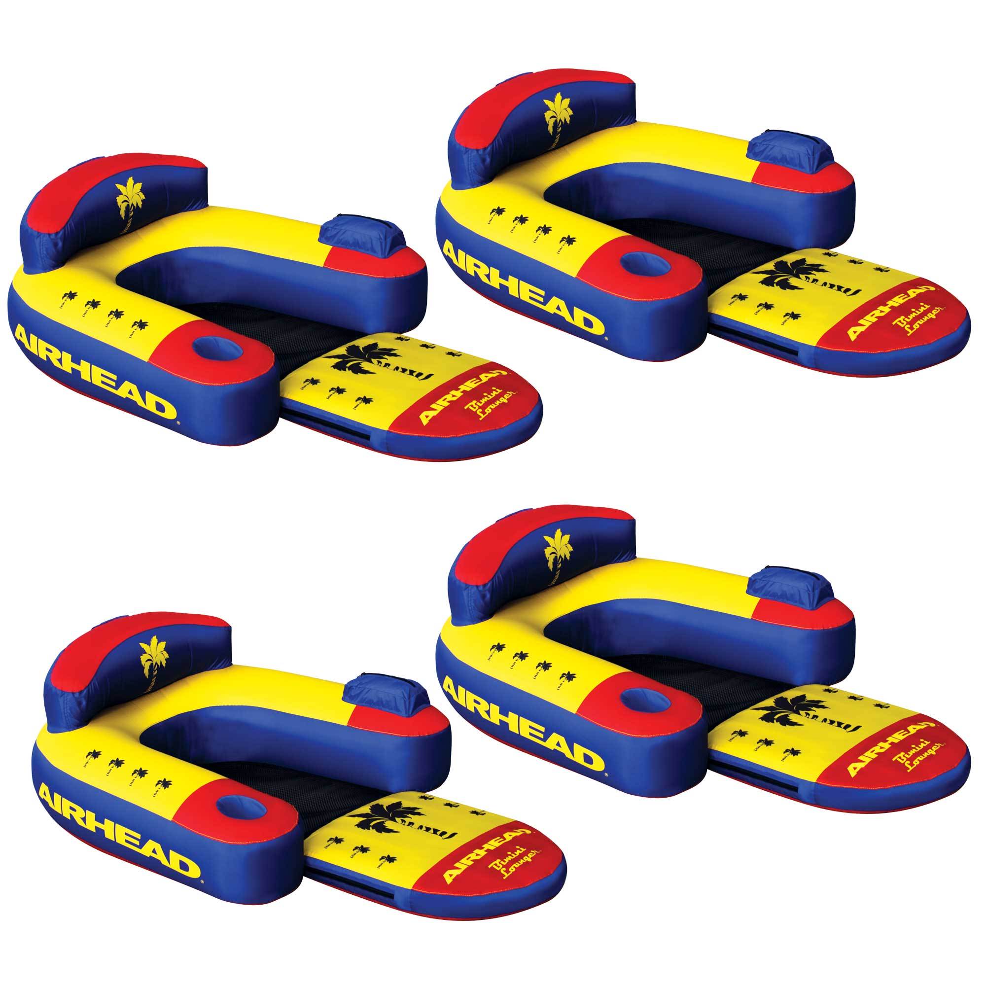 Airhead Bimini Lounger II 1 Person Inflatable Pool Lake Lounge Raft (4 Pack)