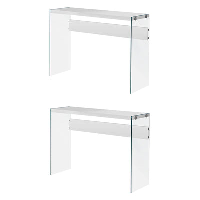 Monarch Specialties Contemporary Accent Console Table w/ Tempered Glass (2 Pack)