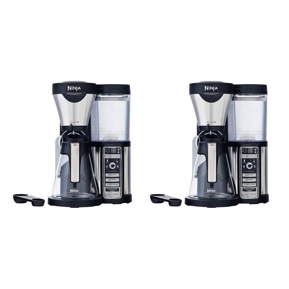 Ninja CF080 Coffee Bar Auto-IQ 1 Touch Brewer Maker w/ Glass Carafe (2 Pack)