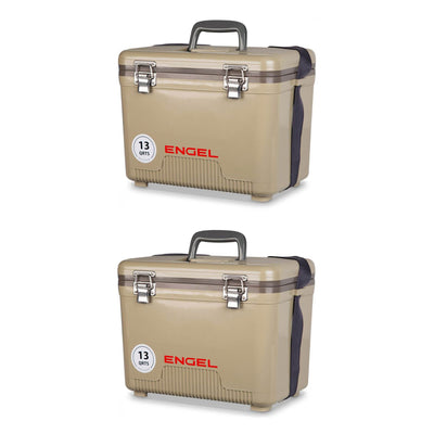 Engel 13 Quart Lightweight Fishing Dry Box Cooler with Shoulder Strap (2 Pack)