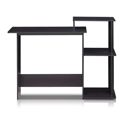 Furinno Efficient Home Office Laptop Desk w/ Side Shelves, Drk Wlnt (Open Box)