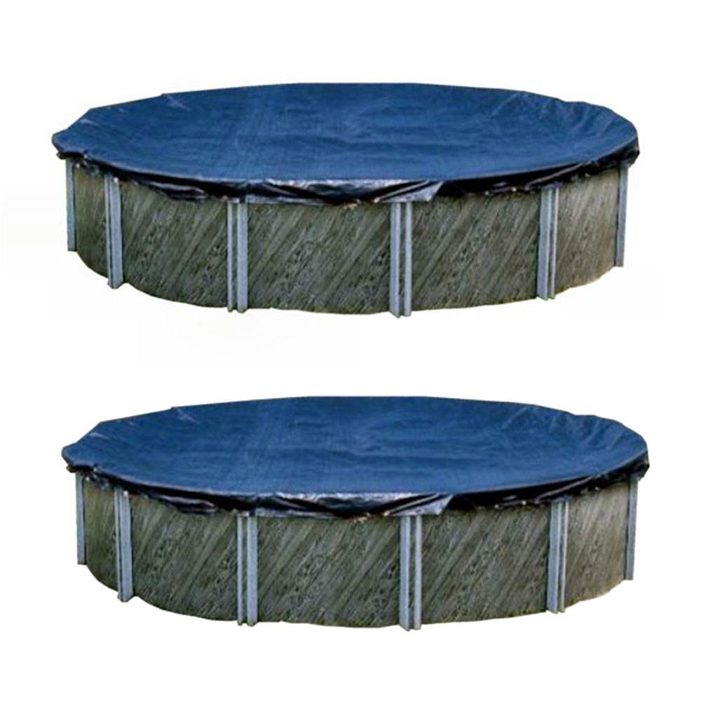 Swimline 21 Foot Round Above Ground Winter Swimming Pool Cover, Blue (2 Pack) - VMInnovations