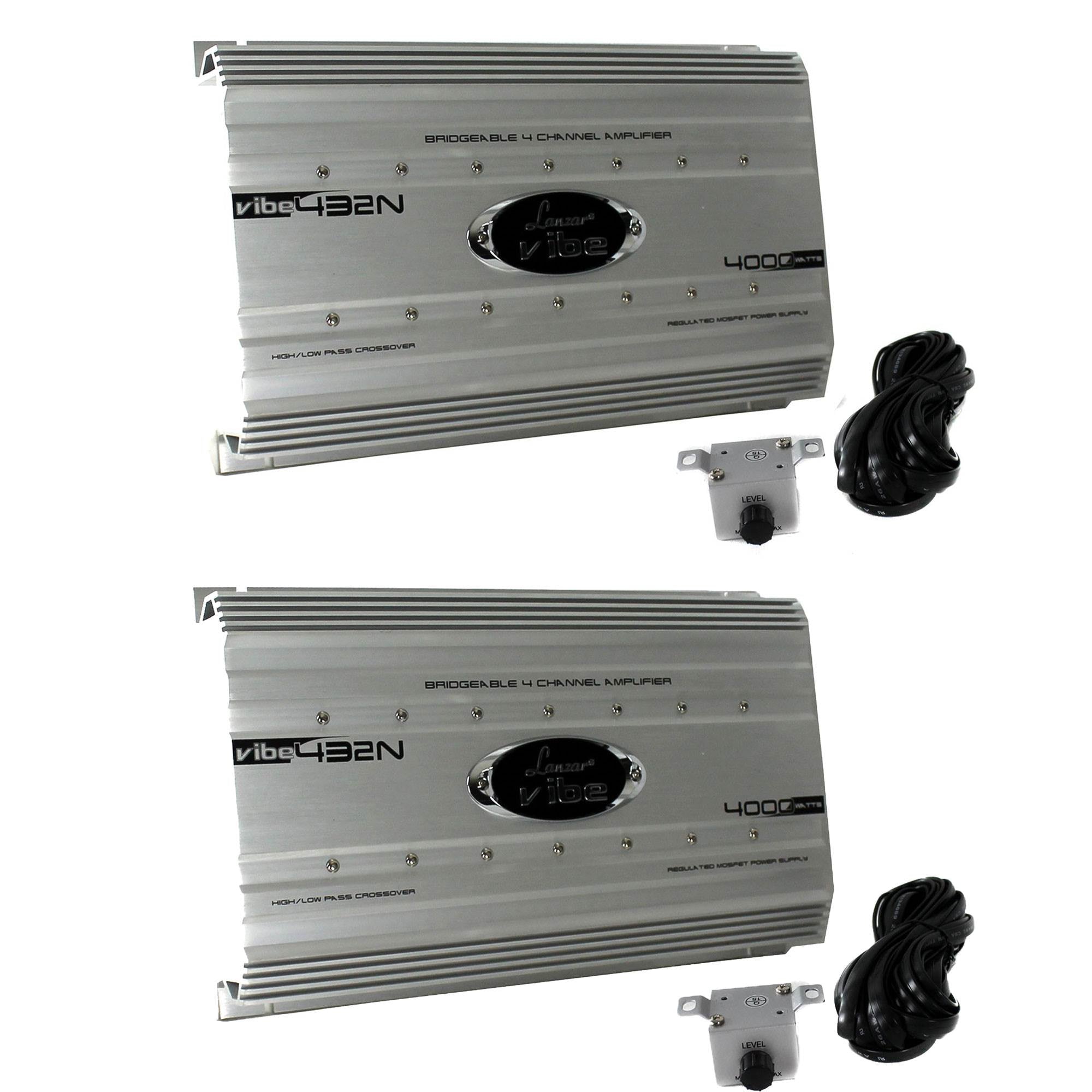 Lanzar 4000 Watt 4 Channel Bridgeable Car Stereo Amplifier w/ Remote (2 Pack)