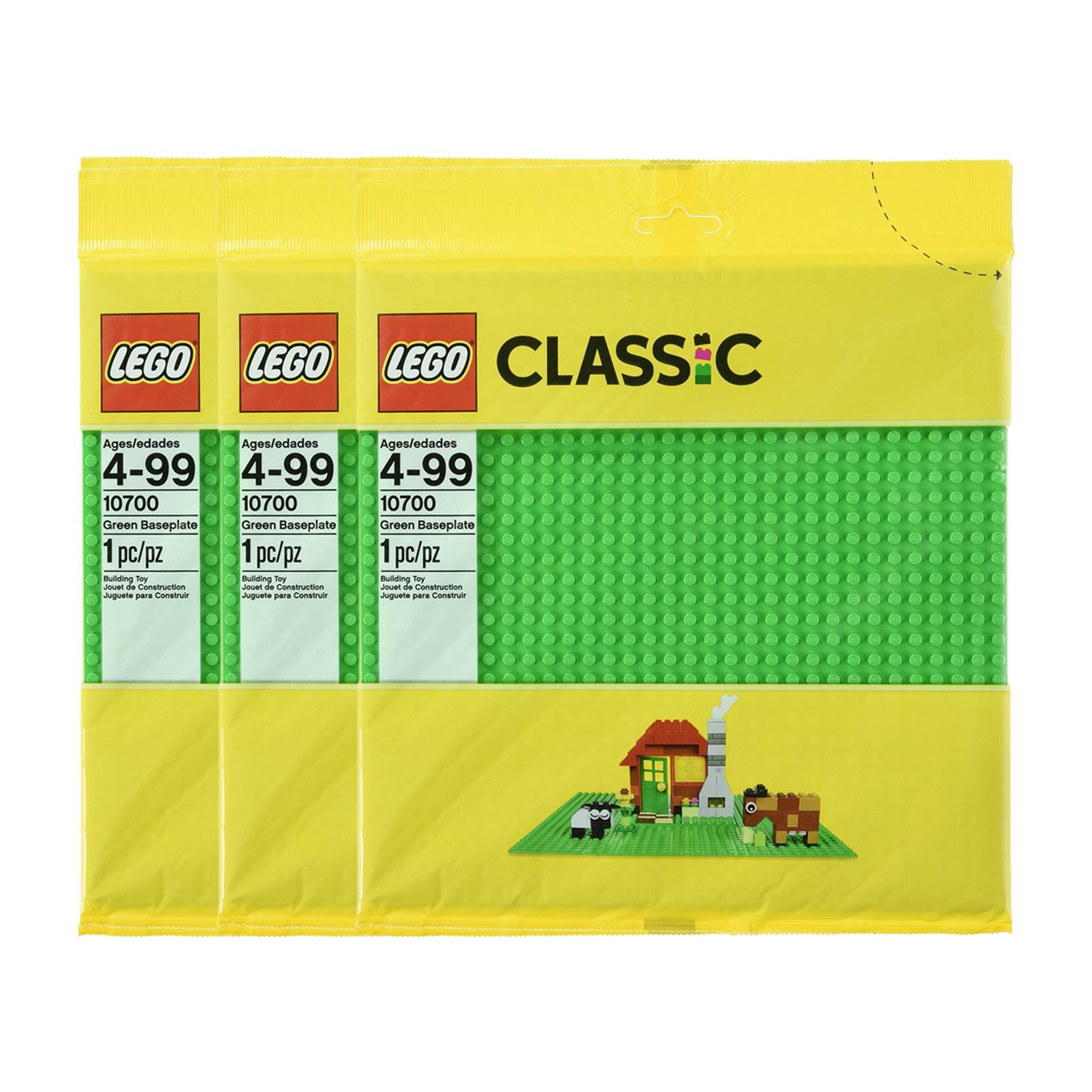 LEGO 32 x 32 Stud 10 x 10 Inch Stackable Building Baseplate, Green (3 Pack)