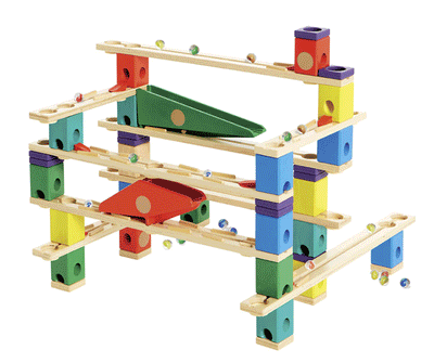 Hape Quadrilla Vertigo Wooden Marble Run Race Maze Toy Construction Set (2 Pack)