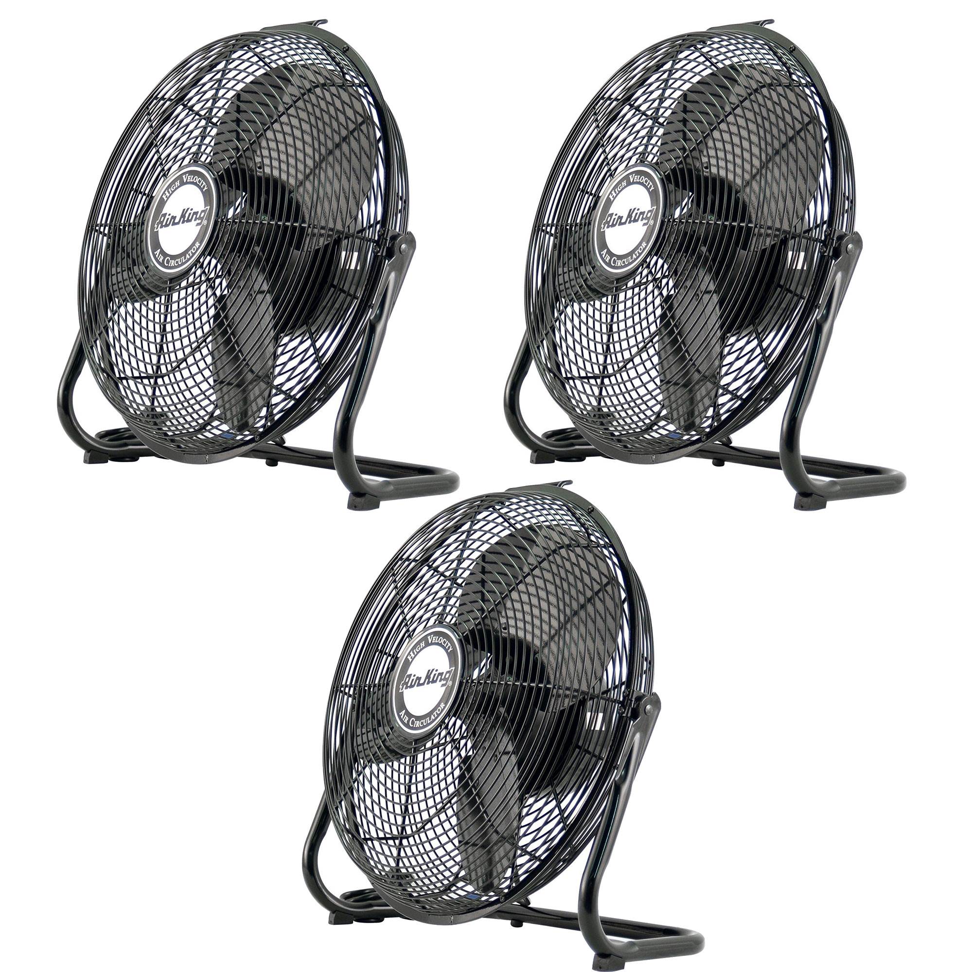 Air King 12" 1/25 HP 3-Speed Industrial Grade Motor Pivoting Floor Fan (3 Pack)