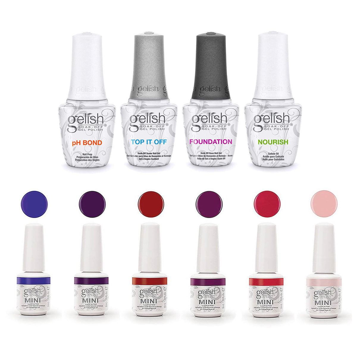 Gelish Fantastic Four & Mini Fearless & Fun Kung Fu Flair Gel Polish 6 Pack Set