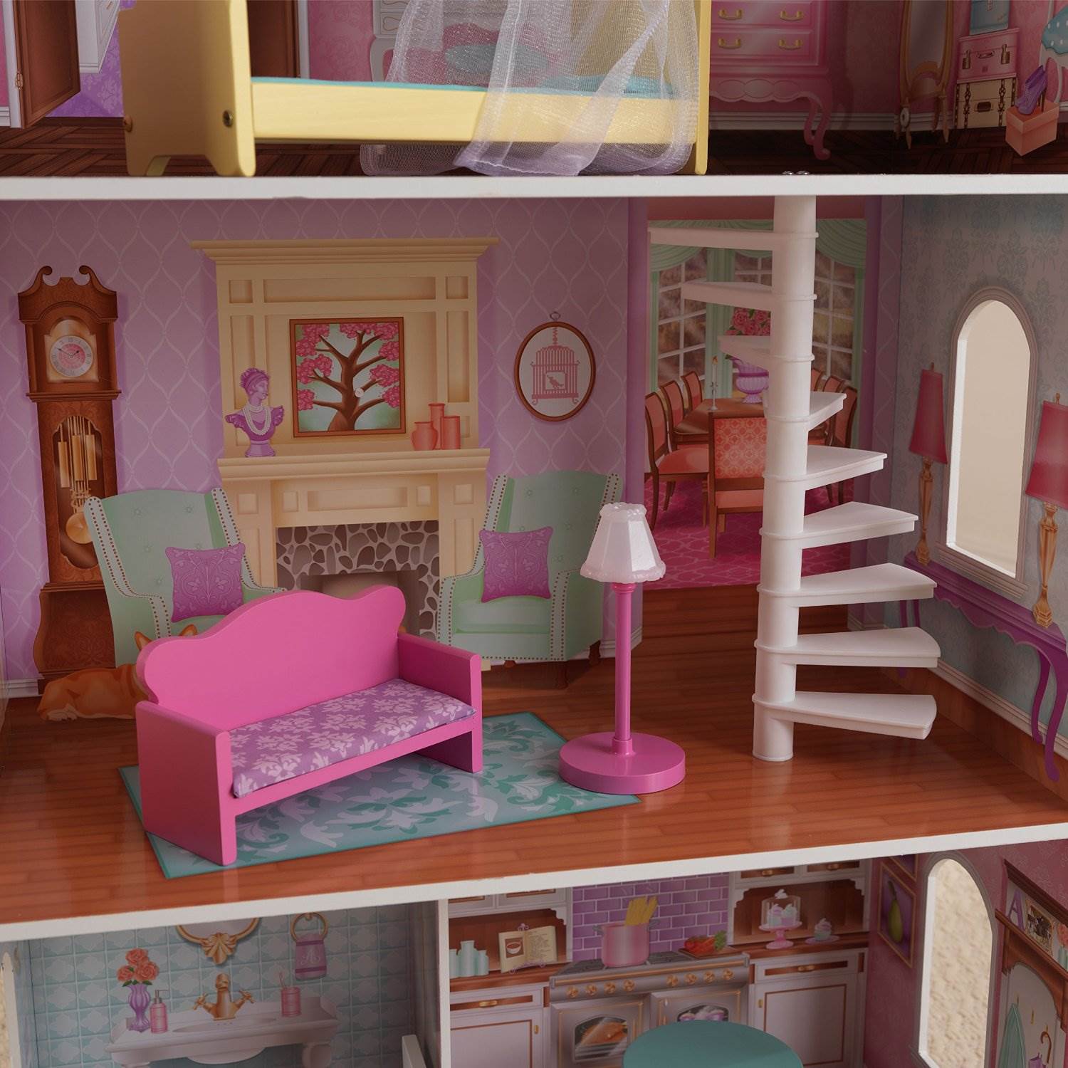 KidKraft Sweet Savannah & Penelope Wooden Pretend Play Doll Houses w/ Furniture