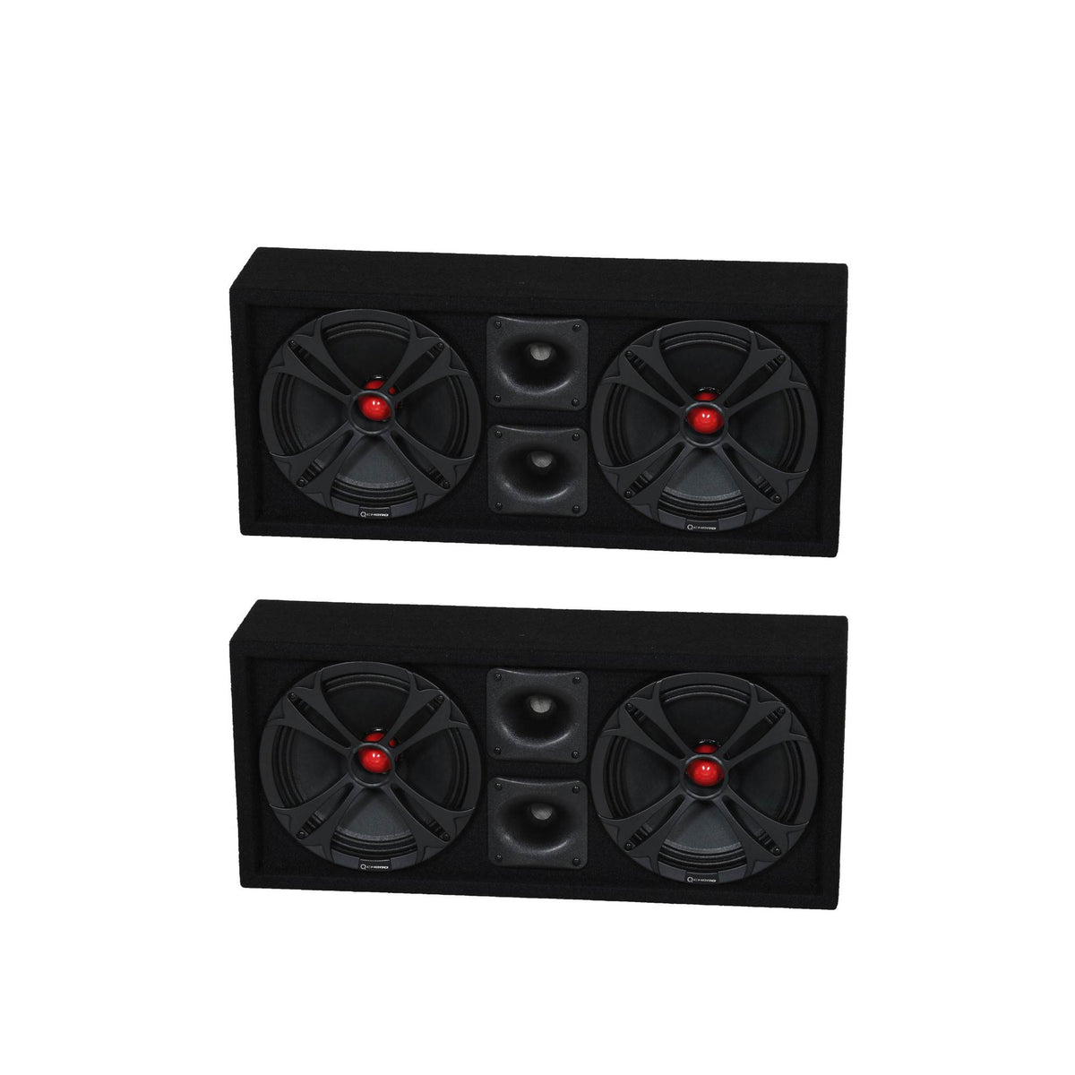 Q Power Chuchero Dual Loaded 10 Inch Sub Box Enclosure w/ 2 Tweeters (2 Pack)
