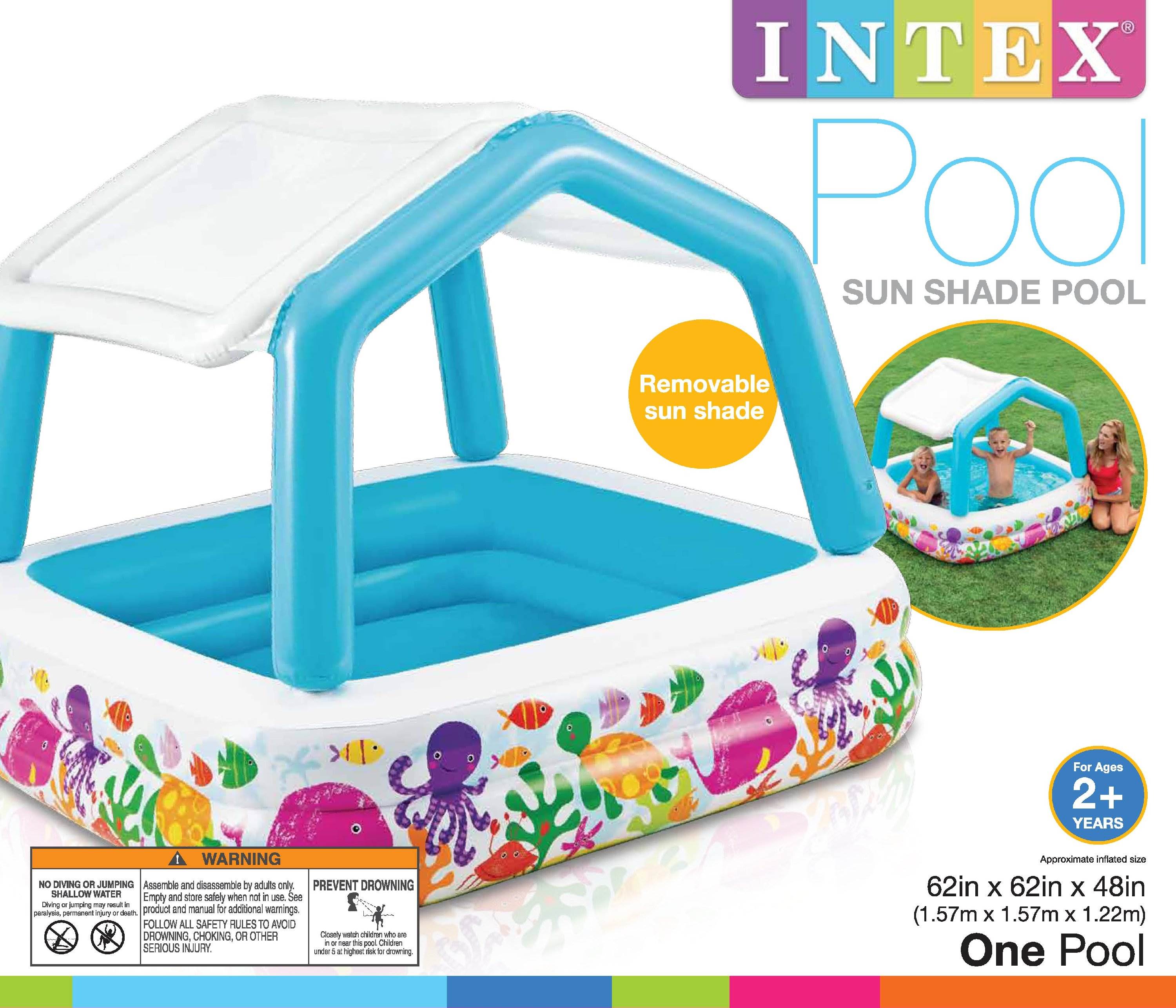 Intex Inflatable Ocean Scene Sun Shade Kiddie Pool & Lazy Fish Shade Baby Pool