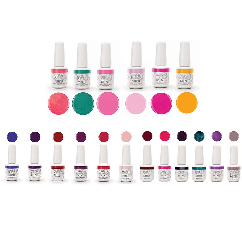 Gelish Soak Off LED Cured Gel Nail Polish Package Collection Set of 18 Colors