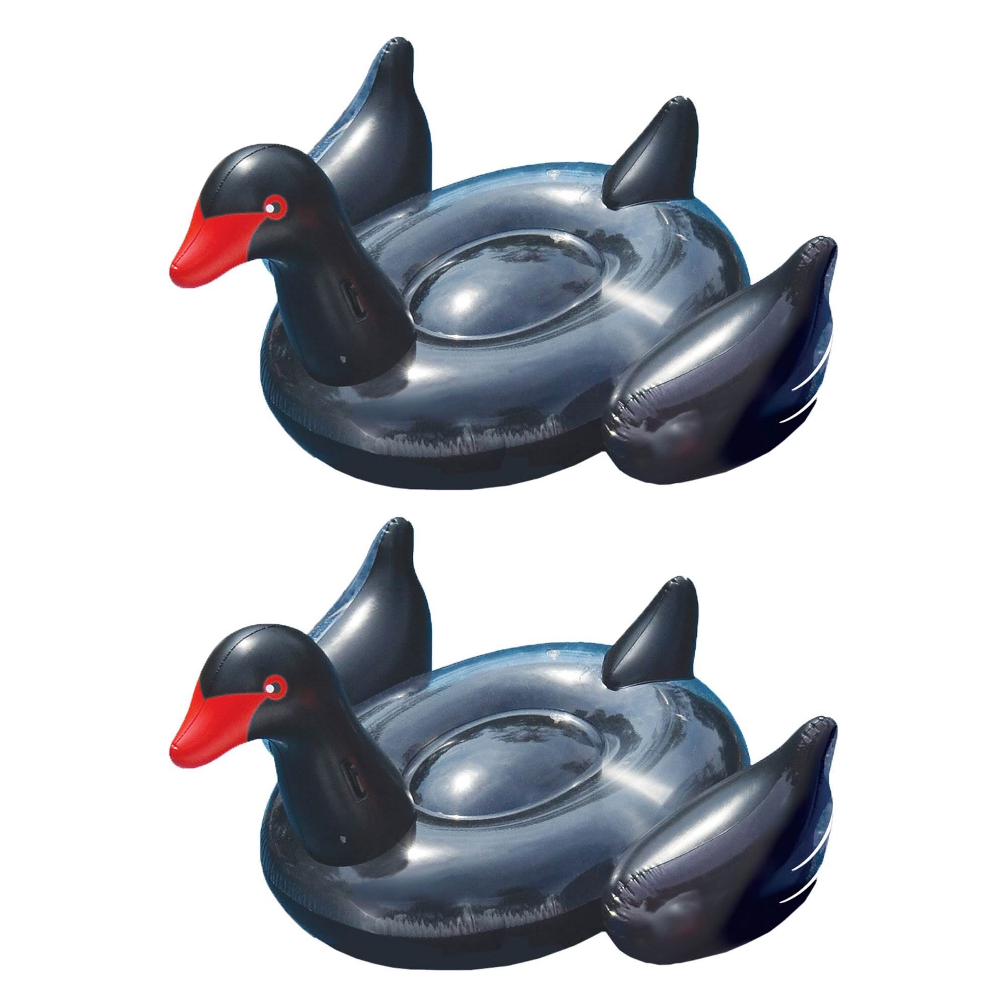 Swimline Giant Inflatable Ride-On 75-Inch Opaque Black Swan Pool Float (2 Pack)