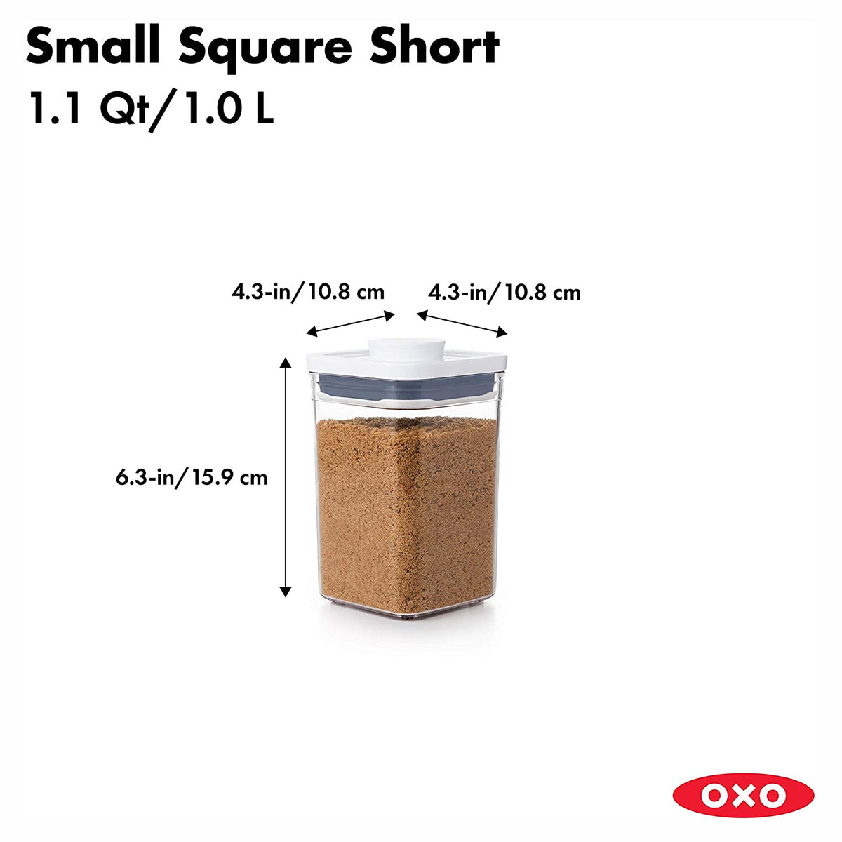 OXO 11234000 Good Grips Short 1.1 Quart Bulk Food Storage POP Container, Clear (2 Pack)