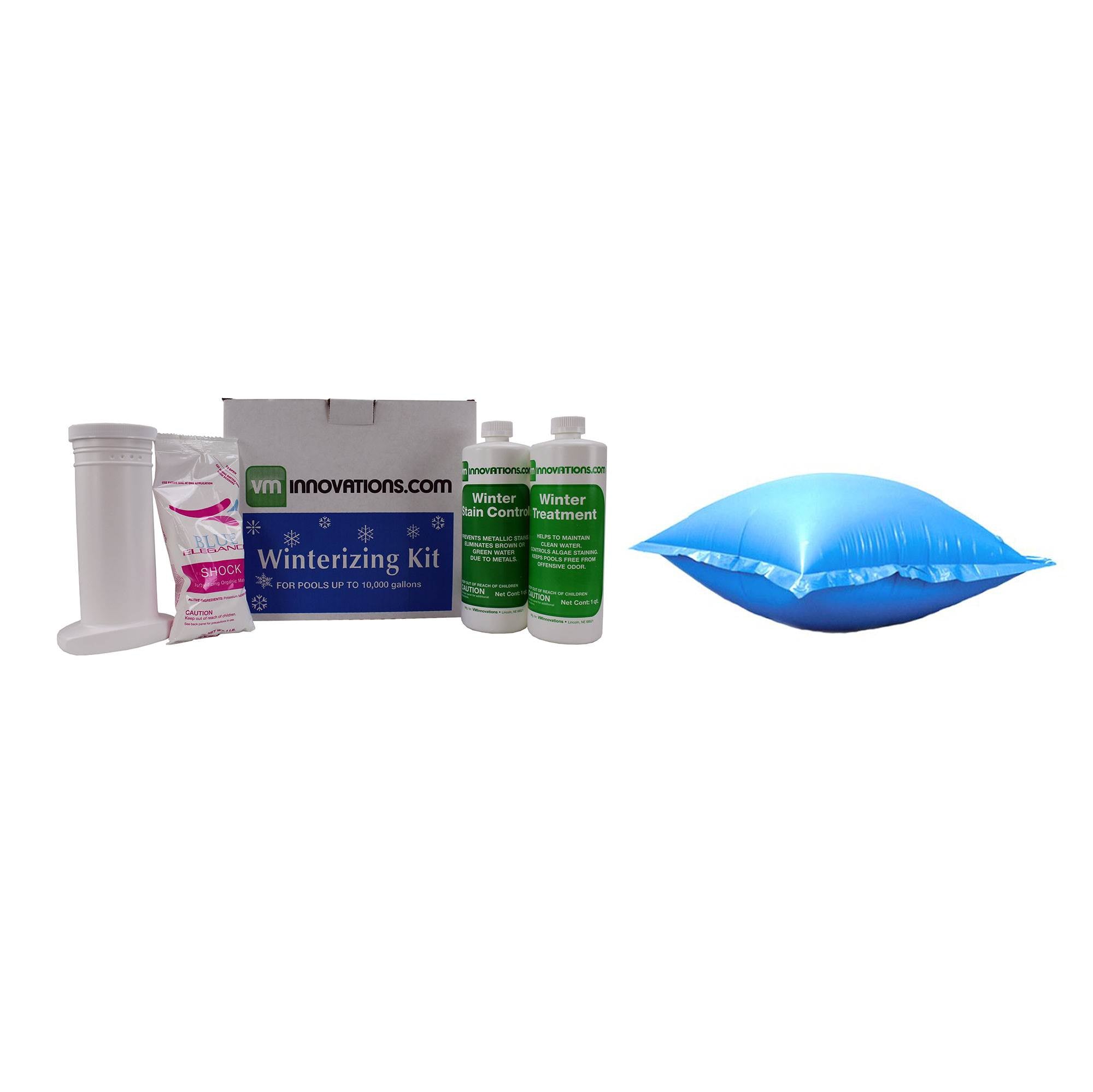 Swimming Pool 10k Gallon Winterizing Chemical Treatment Closing Kit & Air Pillow