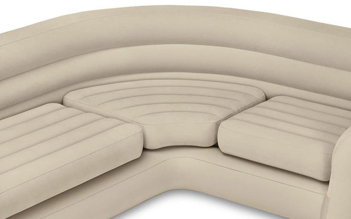 Intex Inflatable Corner Living Room Neutral Sectional Sofa & Lounge Chair Set - VMInnovations
